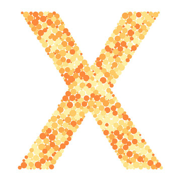 X letter color distributed circles dots illustration