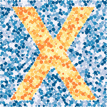 X letter color distributed circles dots illustration