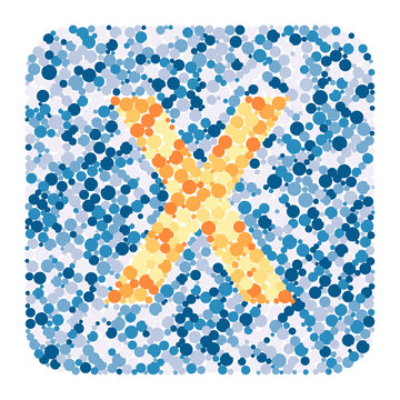 X letter color distributed circles dots illustration