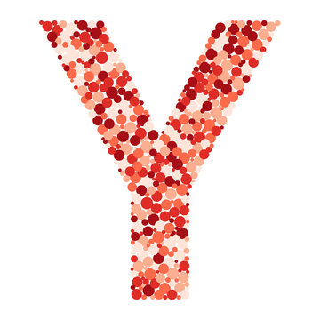 Y letter color distributed circles dots illustration