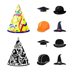 Vector illustration of clothing and cap logo. Set of clothing and beret stock vector illustration.