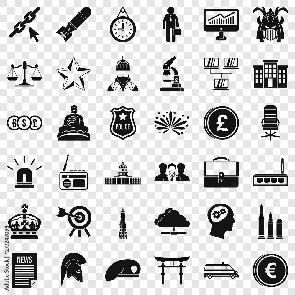 Aufkleber goverment icons set. simple style of 36 goverment vector icons for web for any design