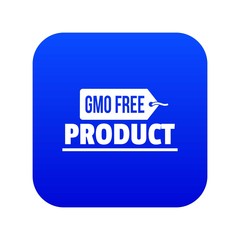 Gmo free badge icon blue vector isolated on white background