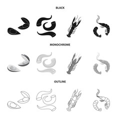 Isolated object of fresh and restaurant icon. Collection of fresh and marine stock symbol for web.