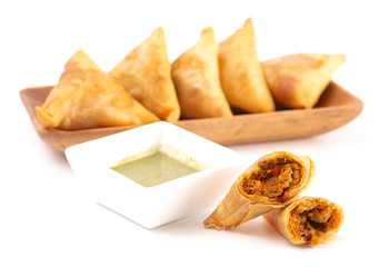 Vegetable Samosas on a White Background
