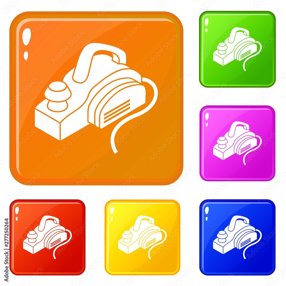Aufkleber hand power tool icons set collection vector 6 color isolated on white background