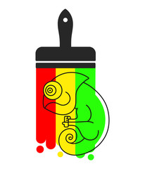 Chameleon Icon. Cartoon Illustration Of Walking Chameleon