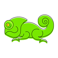 Chameleon Icon. Cartoon Illustration Of Walking Chameleon