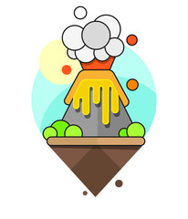 Volcano On An Island With Smoke Ready For Your Design