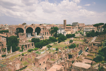 Obraz premium Panoramic view of Roman forum, also known by Forum Romanum