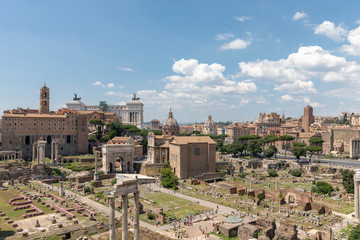 Obraz premium Panoramic view of Roman forum, also known by Forum Romanum