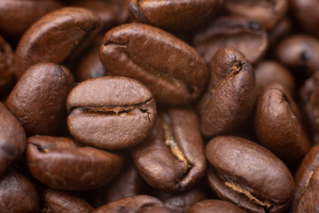 Coffee beans background. Roasted coffee beans, can be used as a background.