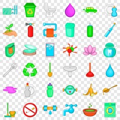 Environmental icons set. Cartoon style of 36 environmental vector icons for web for any design
