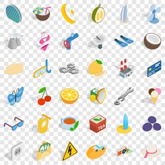 Coconut icons set. Isometric style of 36 coconut vector icons for web for any design