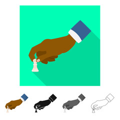 Vector design of hand and pawn icon. Set of hand and business vector icon for stock.