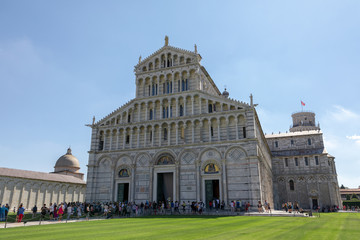 Panoramic view of Pisa Cathedral and Tower of Pisa