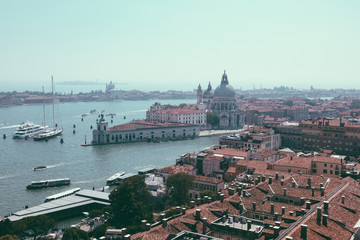 Fototapeta na wymiar Panoramic view of Venice city and Basilica di Santa Maria della Salute