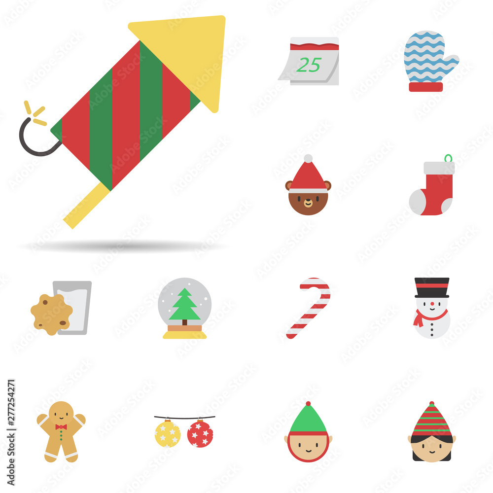Poster firework, christmas 2 colored line icon. universal set of christmas for website design and developme