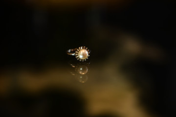 Pearl and beaded ring with contemporary design