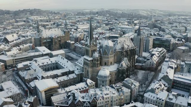 Aerial Footage of the city of Aachen, Germany