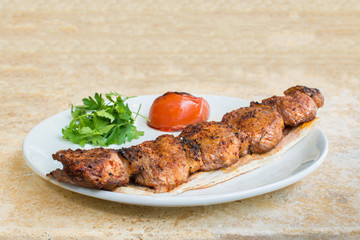 Traditional Turkish Adana Kebab or Kebap. Shashlik or shish kebab