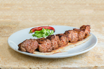 Traditional Turkish Adana Kebab or Kebap. Shashlik or shish kebab