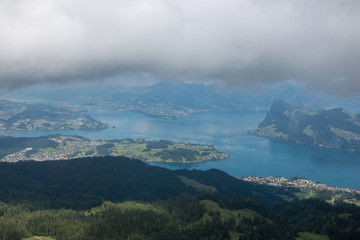 Panorama view of Lucerne lake and mountains scene in Pilatus of Lucerne