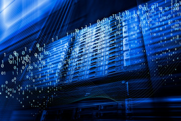 digital matrix code stream. abstract image Light traces. visualization of hacker attacks on...