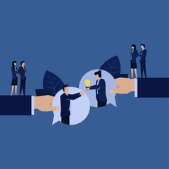 Obraz premium Business customer service give idea for problem solving with bubble chat.