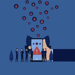 Business mobile virus detected online and team discuss how to remove it.