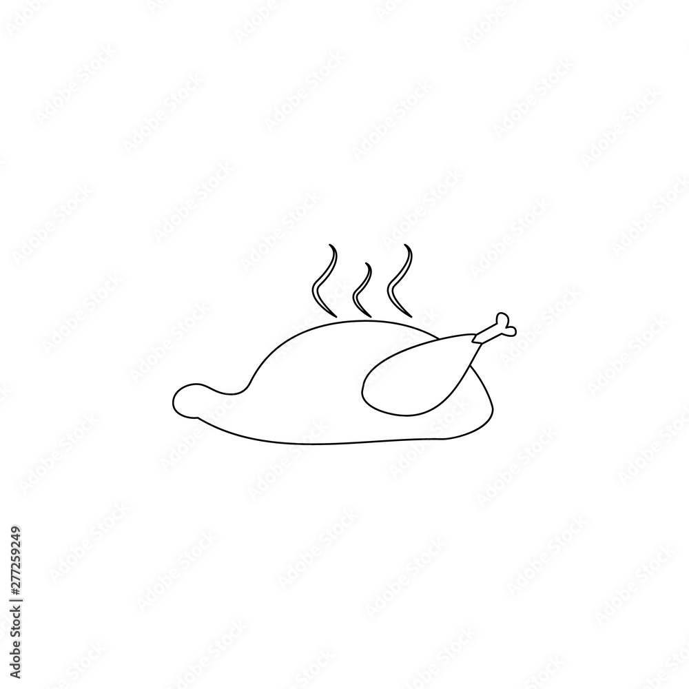 Poster roasted chicken icon. element of resturant for mobile concept and web apps icon. outline, thin line 