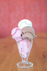Delicious ice cream in glass cup