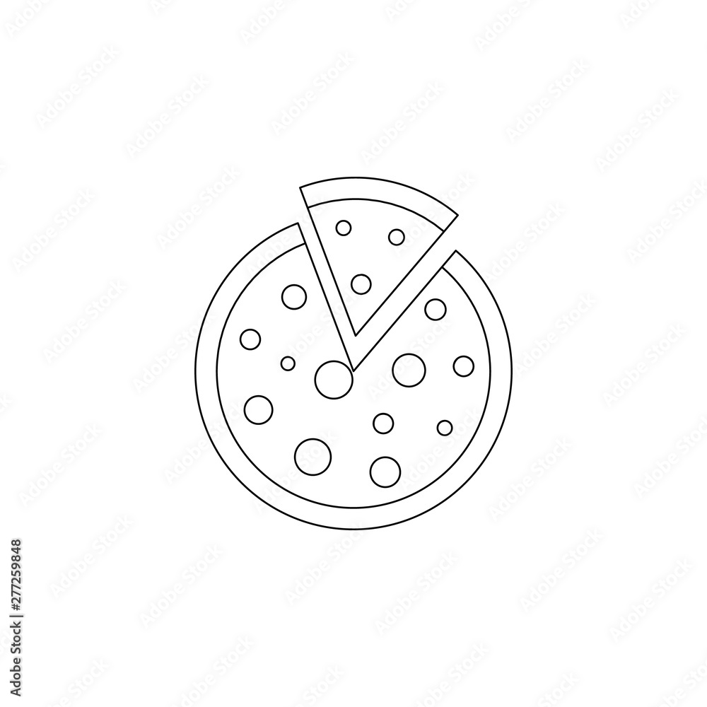 Poster chopped pizza icon. element of resturant for mobile concept and web apps icon. outline, thin line ic
