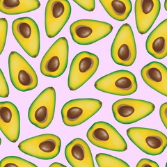 seamless pattern with avocado on pink background