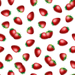 seamless pattern with strawberry on white background