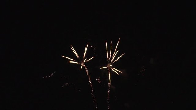 Colourful fireworks in slow motion .