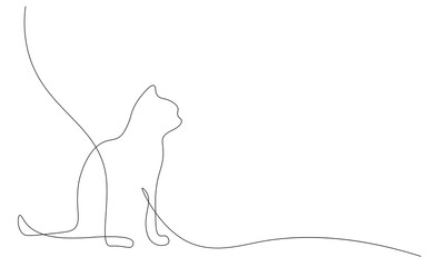 Cat silhouette on white background, vector illustration 