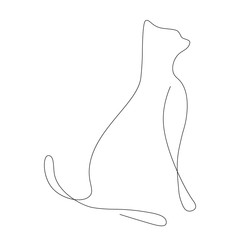 Cat silhouette one line hand drawing, vector illustration 