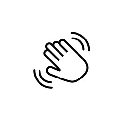 Fototapeta na wymiar Hello hand with waves icon. Hand goodbye emoji linear sign. Hi isolated symbol.