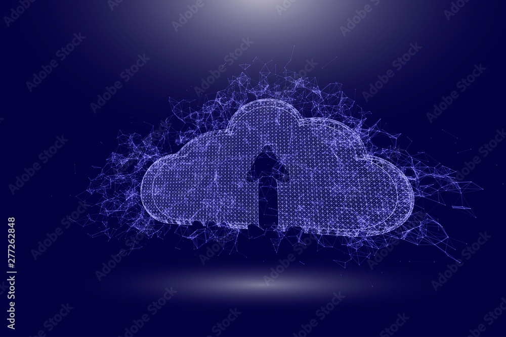 Poster cloud service concept composed of polygons. low poly vector illustration of a starry sky or comos. t