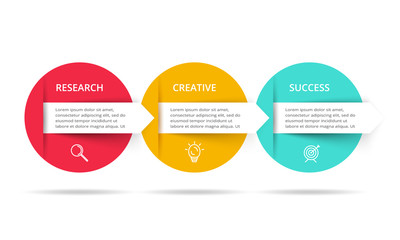 Circle elements of graph, diagram with 3 steps, options, parts or processes. Template for infographic, presentation