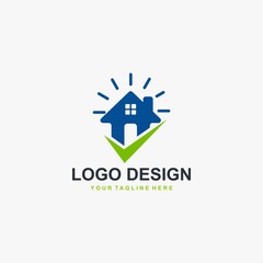 Home solution logo design, Real estate illustration - Vector