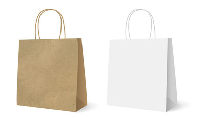 Fototapeta Gift Paper Bags Set Isolated White background obraz