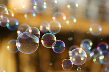 Soap bubbles in air