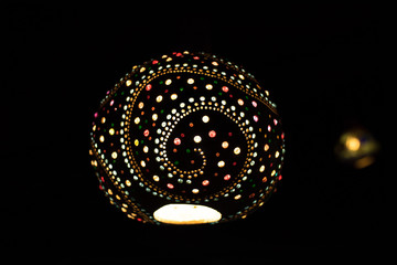 Handmade or handcraft decorative Souvenir Lamp made by calabash or dried bottle gourds. 