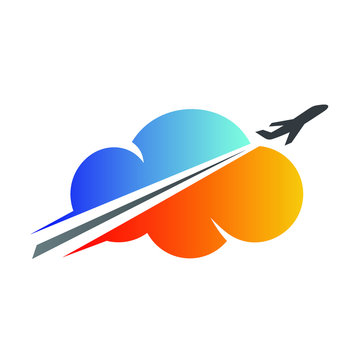 Plane and Cloud Logo, Travel Logo Design