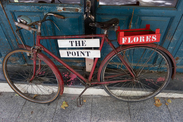 Vintage bicycle, rustic, classic red