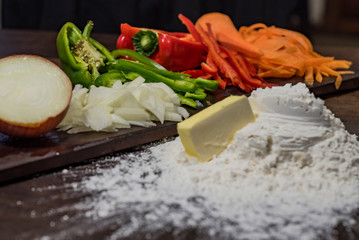 Pizza rellena de vegetales