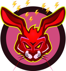 Furious red rabbit logo mascott