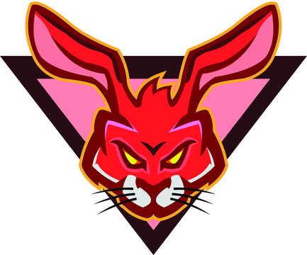 angry red rabbit logo mascott